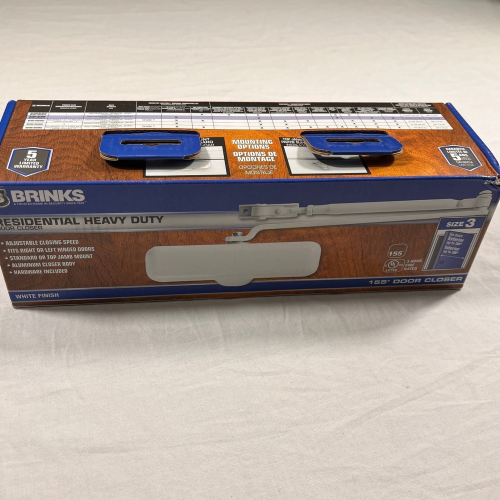 Brinks Door Closer Residential Size 3 White NEW BC4007 Heavy Duty Adjustable